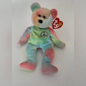 Vintage Ty Beanie Babies Peace the Bear 1996 Retired
